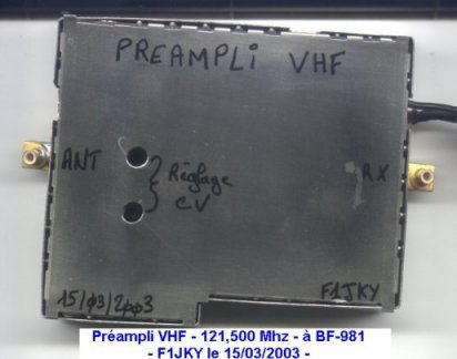 Vue du préampli vers 121.500 Mhz fini