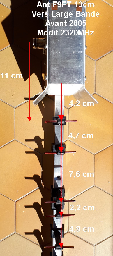 Mesures de l'espacement des Elts de la modif 2320MHz by F1JKY